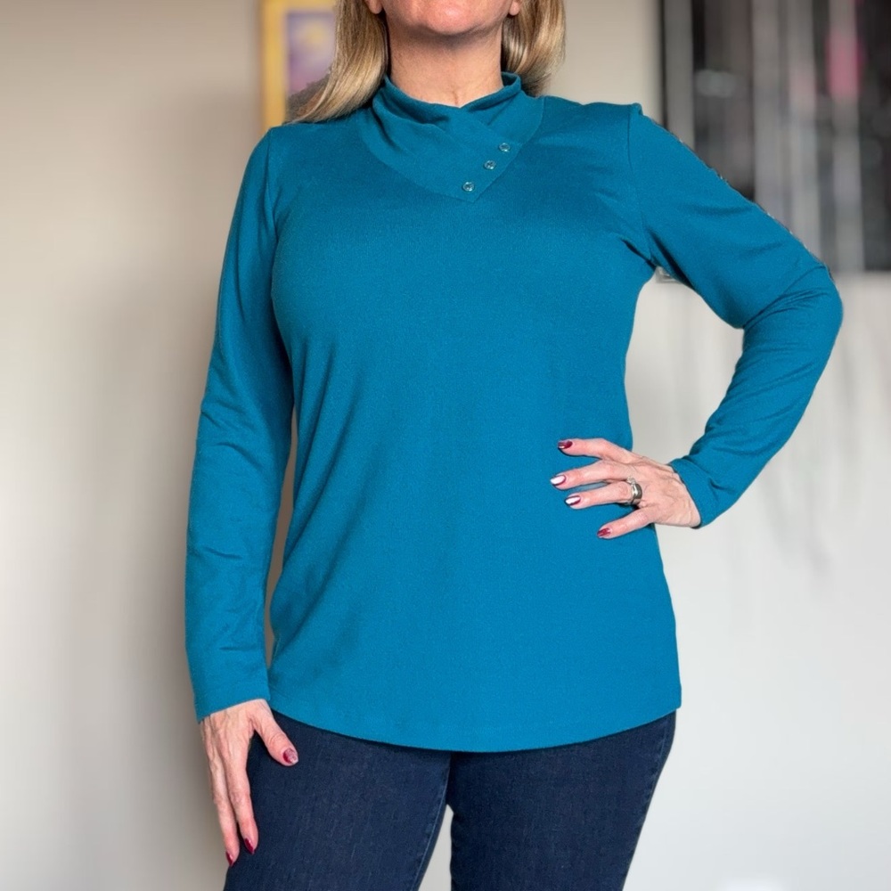 Denim&Co Teal Long Sleeve Women's Top